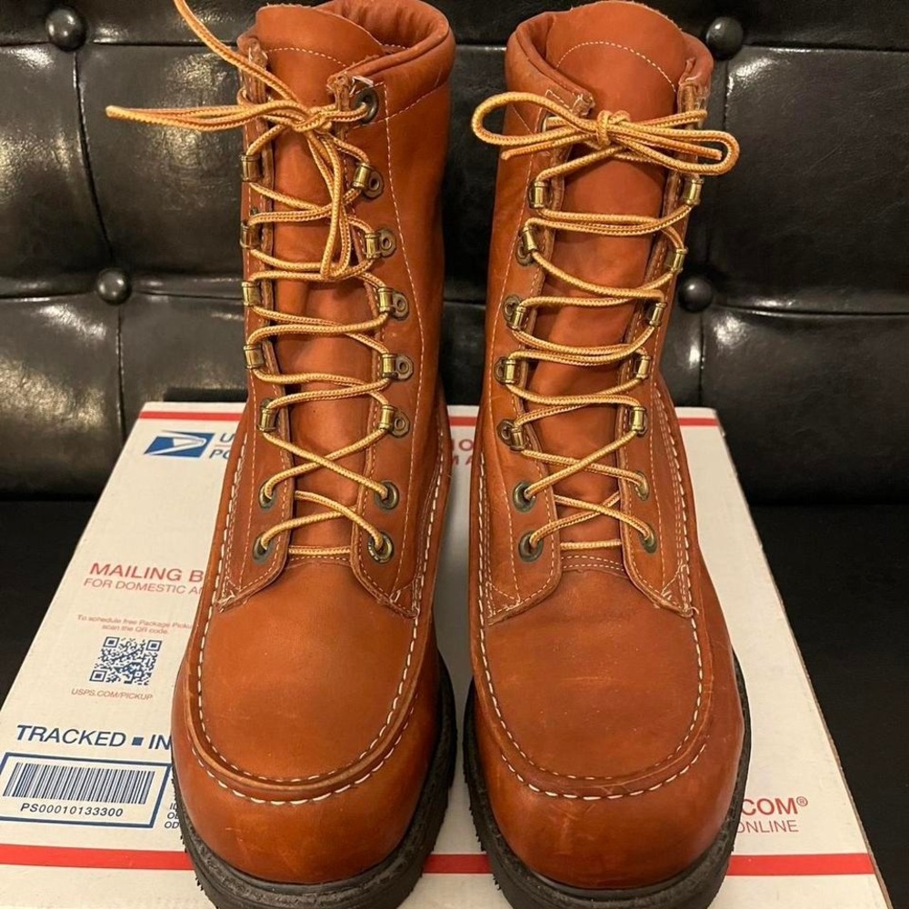Lehigh 100 Vintage 70s/80s USA-Made Moc Toe Work‎ Boots Size 9EEE - Picture 2 of 8